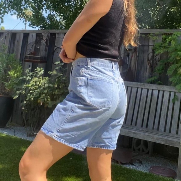 80s vintage high waisted blue denim season cargo shorts - Picture 2 of 7